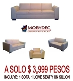Sala, 3-2-1 Modelo Feeling Super Precio $ 3999 solo MOBYDEC, puff 