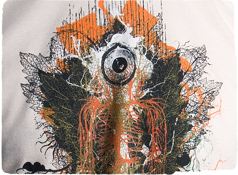 close-up detail of unique art tshirt
