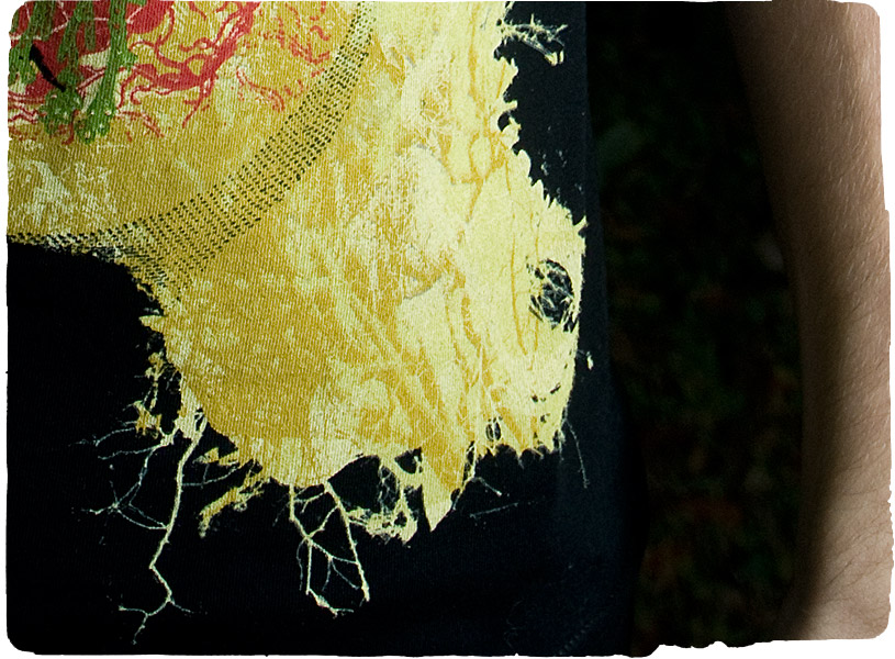 close-up detail of unique art tshirt