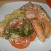receta de salmón al horno con cama de verduras por toscallita