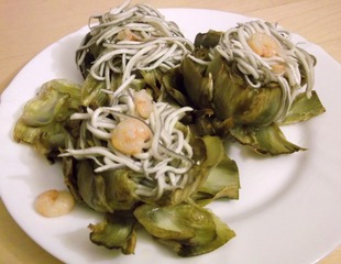 Alcachofas con gulas