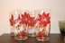 Red and White Poinsettia Glasses, set of 4