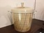 Brown Raffia/Wicker and Plastic Ice Bucket
