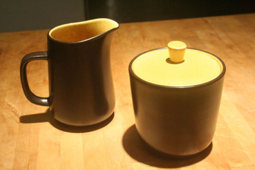 Mikasa Terra Stone Saffron Sugar Bowl and Creamer Set