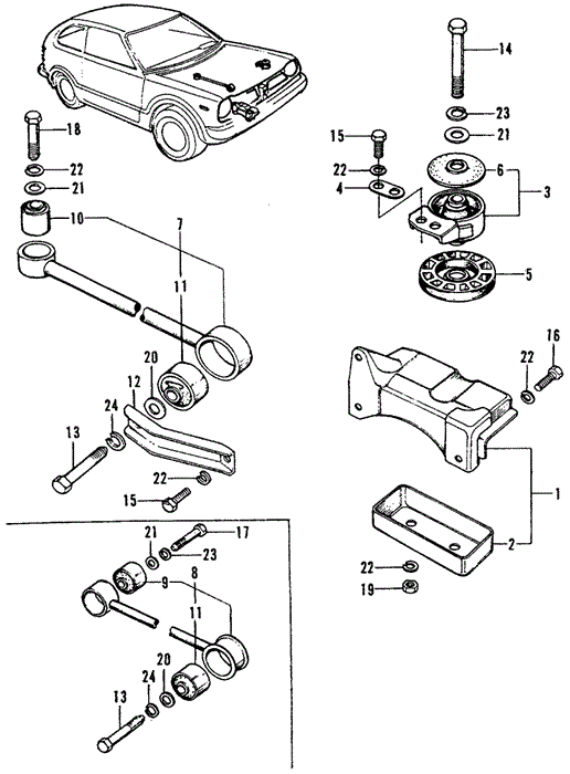 BODY / AIR CONDITIONING/ENGINE MOUNT for 1975 Honda CIVIC 1200 HATCHBACK #1