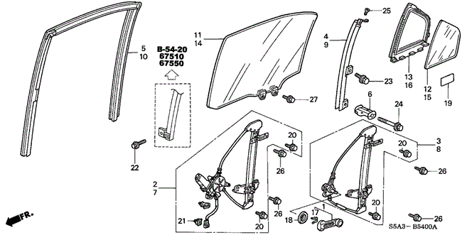 BODY / AIR CONDITIONING/REAR DOOR WINDOWS for 2003 Honda CIVIC SEDAN #1