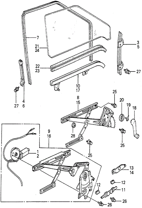 BODY / AIR CONDITIONING/FRONT DOOR WINDOW for 1979 Honda ACCORD SEDAN #1