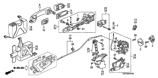 TL REAR DOOR LOCKS - OUTER HANDLE