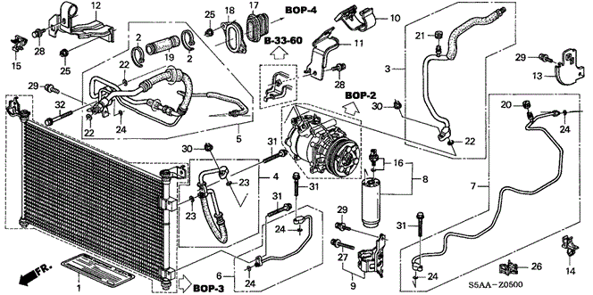 BODY / AIR CONDITIONING/A/C HOSES - PIPES for 2004 Honda CIVIC SEDAN #1