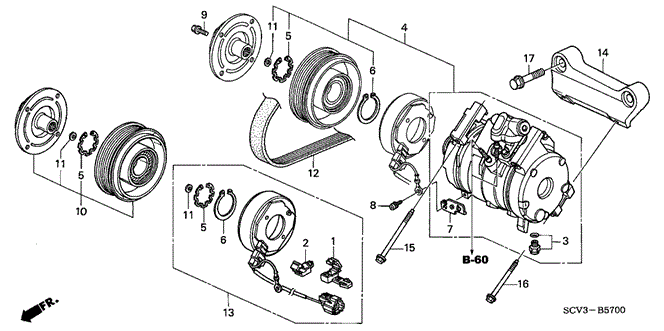 BODY / AIR CONDITIONING/A/C COMPRESSOR for 2004 Honda ELEMENT #1