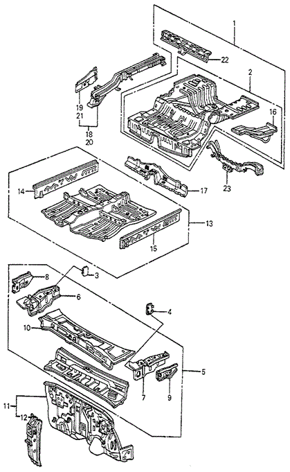BODY / AIR CONDITIONING/BODY STRUCTURE COMPONENTS (6) for 1983 Honda ACCORD SEDAN #1