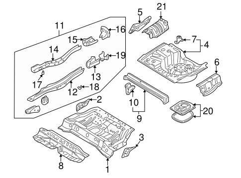 Protege REAR FLOOR & RAILS