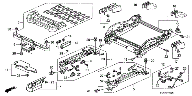 ACCORD SEDAN FRONT SEAT COMPONENTS (R.) (4WAY POWER SEAT) (2)