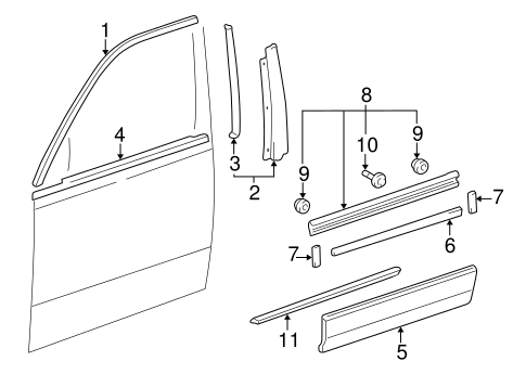 LS430 EXTERIOR TRIM - FRONT DOOR
