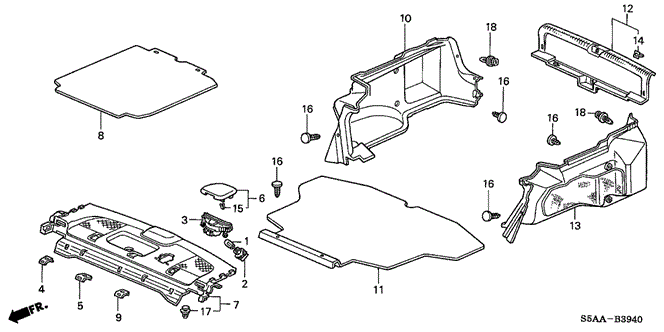 INTERIOR / BUMPER/REAR TRAY - TRUNK GARNISH (1) for 2004 Honda CIVIC SEDAN #1