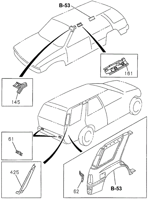 BODY / AIR CONDITIONING/FRONT INNER PANEL REINFORCEMENTS for 1997 Honda PASSPORT #1
