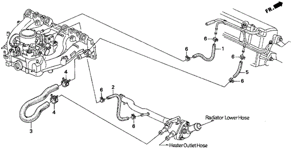 ENGINE/WATER HOSE ('96-'97 S) for 1997 Honda DEL SOL #1