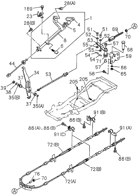 CHASSIS/PARKING BRAKE CONTROL (1) (DX) for 1994 Honda PASSPORT #1