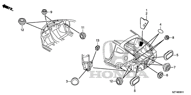 INTERIOR / BUMPER/GROMMET (RR.) for 2011 Honda CR-Z #1