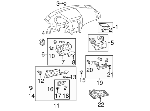 Highlander INSTRUMENT PANEL COMPONENTS