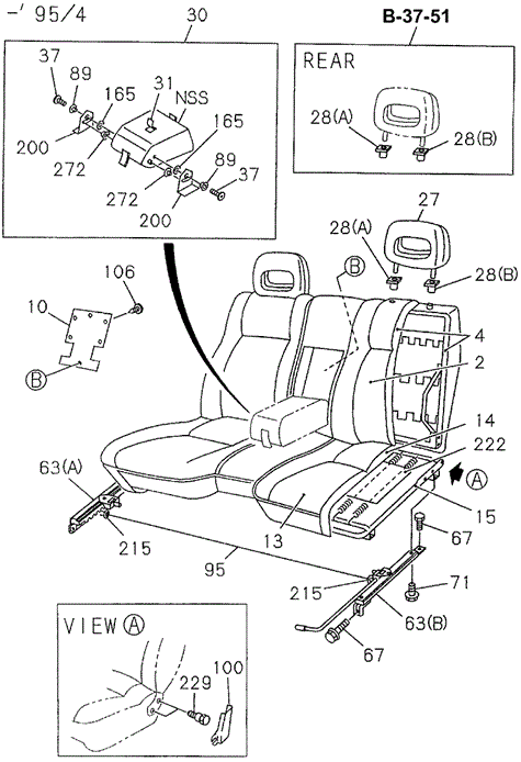 INTERIOR / BUMPER/FRONT SEAT (BENCH) for 1994 Honda PASSPORT #1