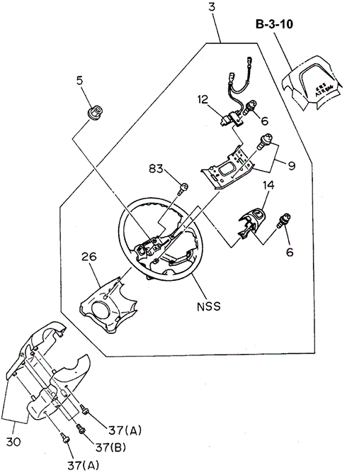 CHASSIS/STEERING WHEEL (2) for 1996 Honda PASSPORT #1