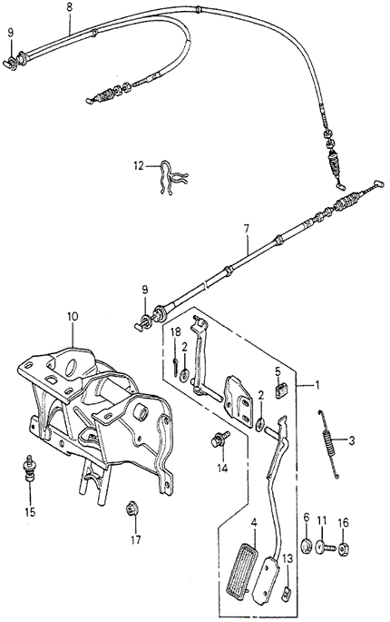 CHASSIS/ACCELERATOR PEDAL - PEDAL BRACKET for 1979 Honda ACCORD SEDAN #1