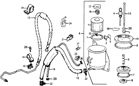 CHASSIS/P.S. OIL TANK (LX) for 1978 Honda ACCORD HATCHBACK #1