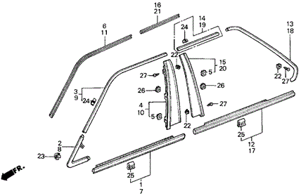 LEGEND SEDAN DOOR SASH MOLDING