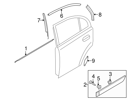 Rio5 EXTERIOR TRIM - REAR DOOR