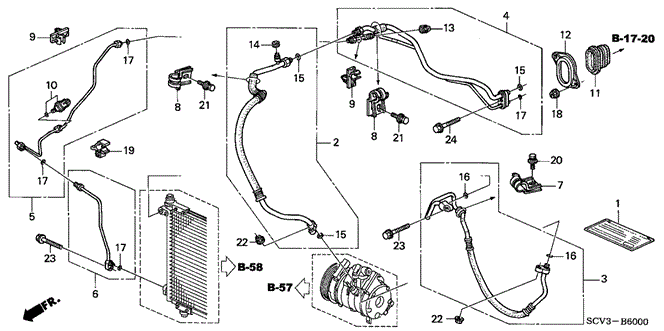 BODY / AIR CONDITIONING/A/C HOSES - PIPES for 2004 Honda ELEMENT #1