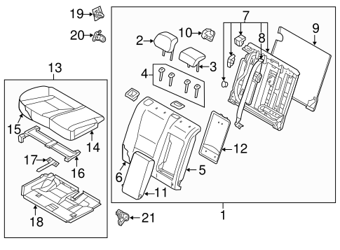 Elantra GT REAR SEAT COMPONENTS