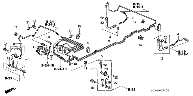 CHASSIS/BRAKE LINES (ABS) (-'01) for 2000 Honda ODYSSEY #1