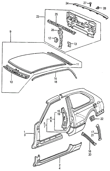 BODY / AIR CONDITIONING/BODY STRUCTURE COMPONENTS (2) 3DR for 1982 Honda ACCORD HATCHBACK #1