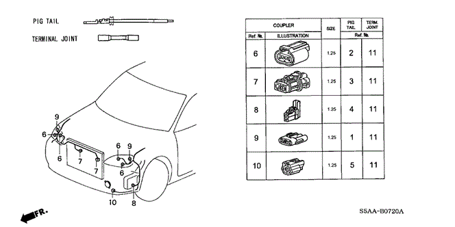 ELECTRICAL / EXHAUST / HEATER / FUEL/ELECTRICAL CONNECTORS (FR.) for 2004 Honda CIVIC SEDAN #1