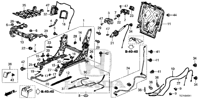 PILOT MIDDLE SEAT COMPONENTS (R.) (BENCH SEAT)