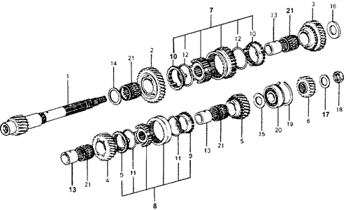 TRANSMISSION - MANUAL/MT COUNTERSHAFT - COUNTER GEARS for 1977 Honda ACCORD HATCHBACK #1