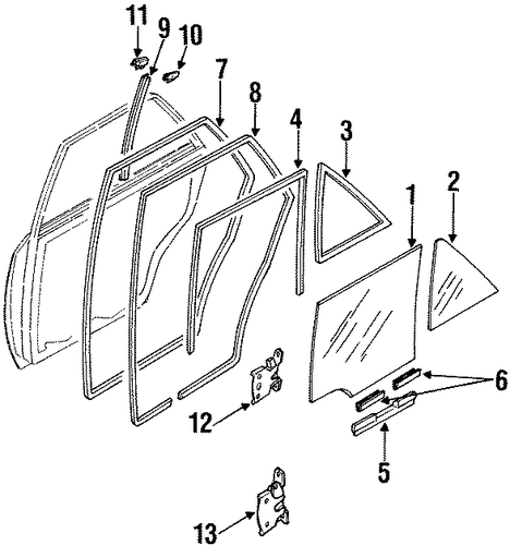 Protege GLASS - REAR DOOR