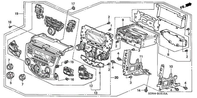 ELECTRICAL / EXHAUST / HEATER / FUEL/CENTER MODULE (ALPINE) (MANUAL AIR CONDITIONER) for 2004 Honda ACCORD COUPE #1