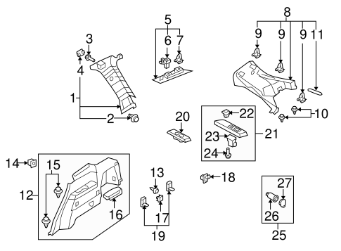 CX-9 INTERIOR TRIM - QUARTER PANELS