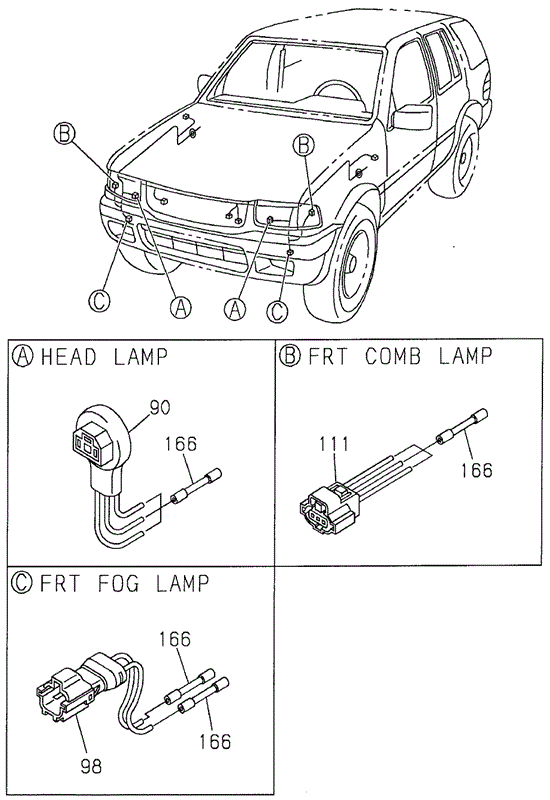 ELECTRICAL / EXHAUST / HEATER / FUEL/WIRING HARNESS CONNECTOR (FRONT LIGHT) for 1999 Honda PASSPORT #1