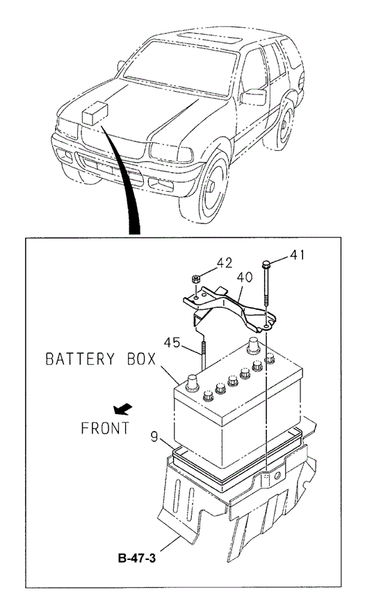 ELECTRICAL / EXHAUST / HEATER / FUEL/BATTERY CARRIER for 1999 Honda PASSPORT #1
