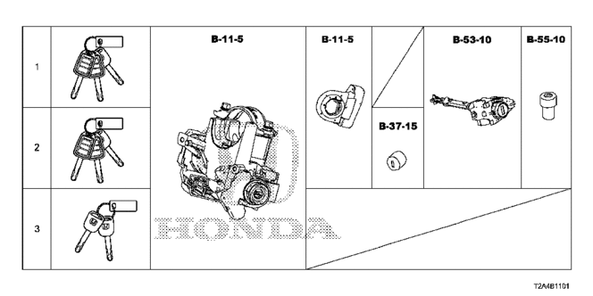 ELECTRICAL / EXHAUST / HEATER / FUEL/KEY CYLINDER SET for 2013 Honda ACCORD SEDAN #1