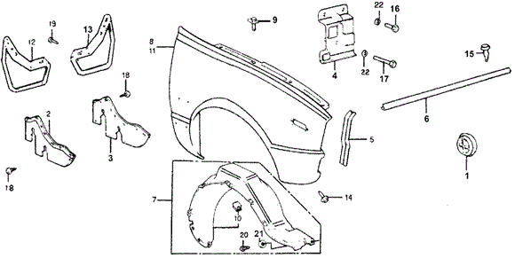 BODY / AIR CONDITIONING/FRONT FENDER for 1978 Honda ACCORD HATCHBACK #1