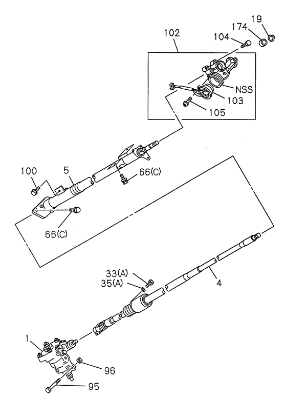 CHASSIS/STEERING COLUMN (1) (EXC. TILT STEERING) for 1995 Honda PASSPORT #1