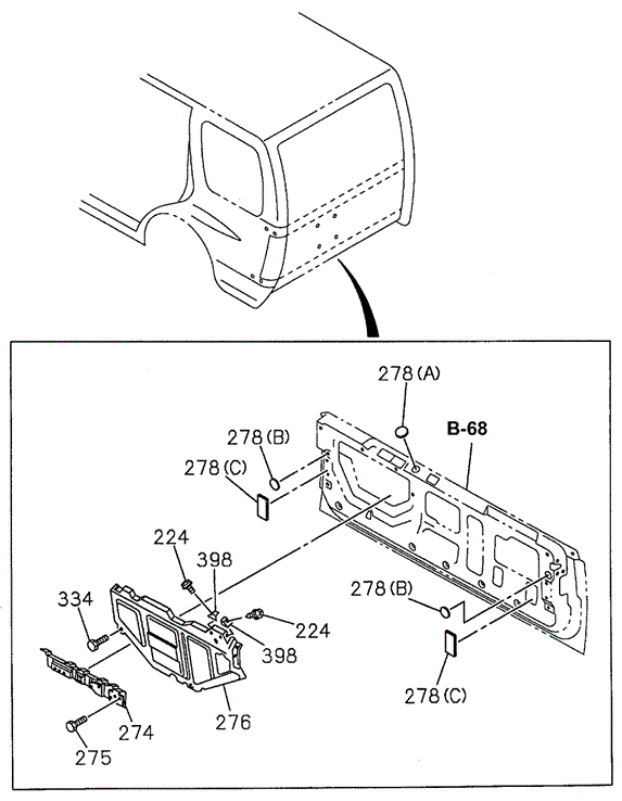 BODY / AIR CONDITIONING/TAILGATE COVER (INNER) for 1996 Honda PASSPORT #1