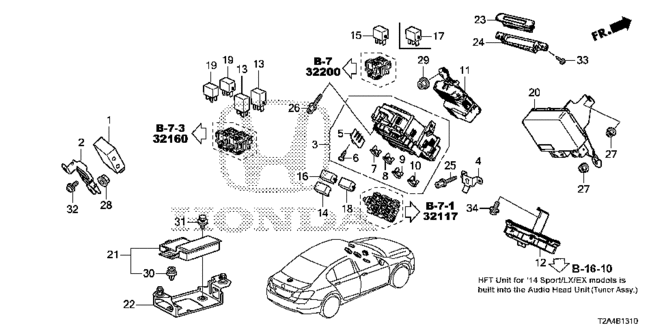 ELECTRICAL / EXHAUST / HEATER / FUEL/CONTROL UNIT (CABIN) (1) for 2014 Honda ACCORD SEDAN #1