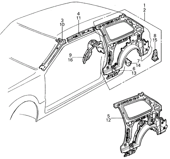 1982 Honda CIVIC HATCHBACK EXTENSION, R. RR. ARCH - (70573SA0300ZZ) 1982 Honda CIVIC HATCHBACK EXTENSION, R. RR. ARCH - (70573SA0300ZZ)