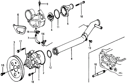 ENGINE/WATER PUMP - THERMOSTAT ('76-'77) for 1977 Honda ACCORD HATCHBACK #1
