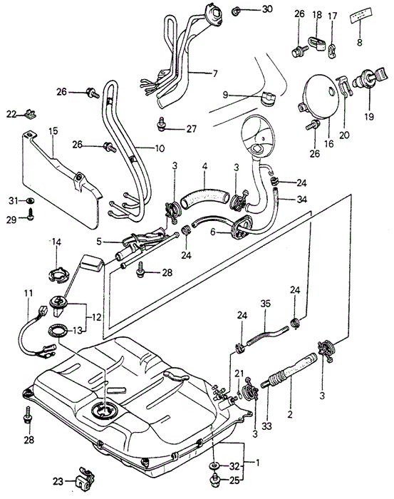 ELECTRICAL / EXHAUST / HEATER / FUEL/FUEL TANK - TANK LID - LOCK for 1981 Honda CIVIC HATCHBACK #1